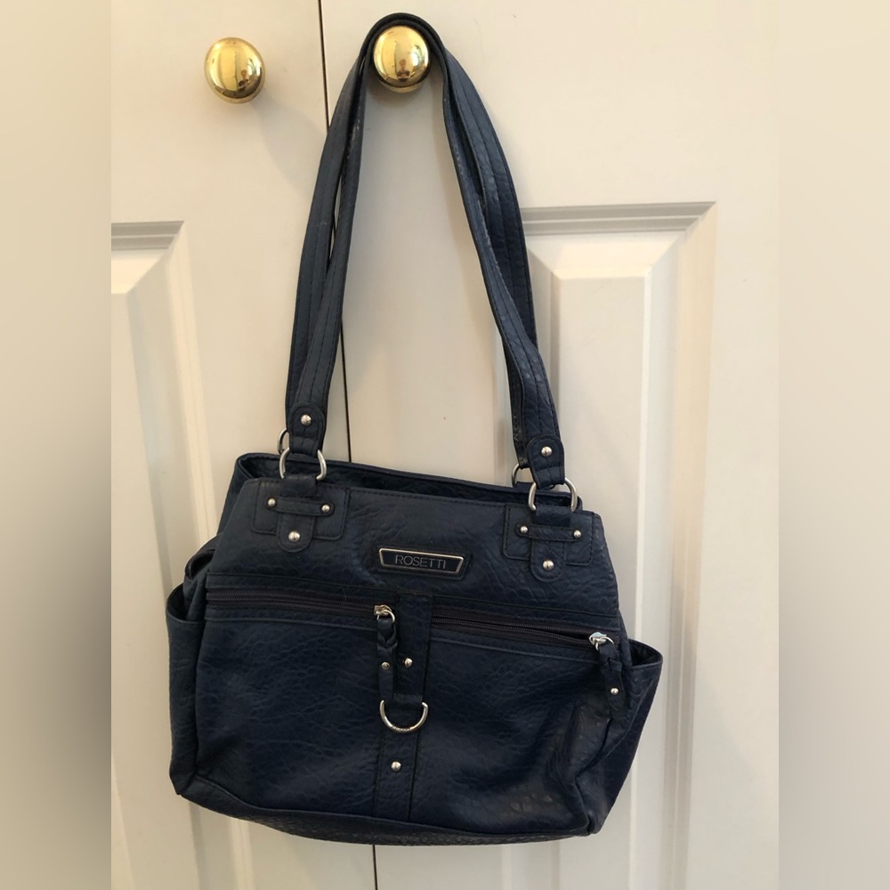 Rosetti navy blue triple entry satchel, 12” x 9”, hardly used